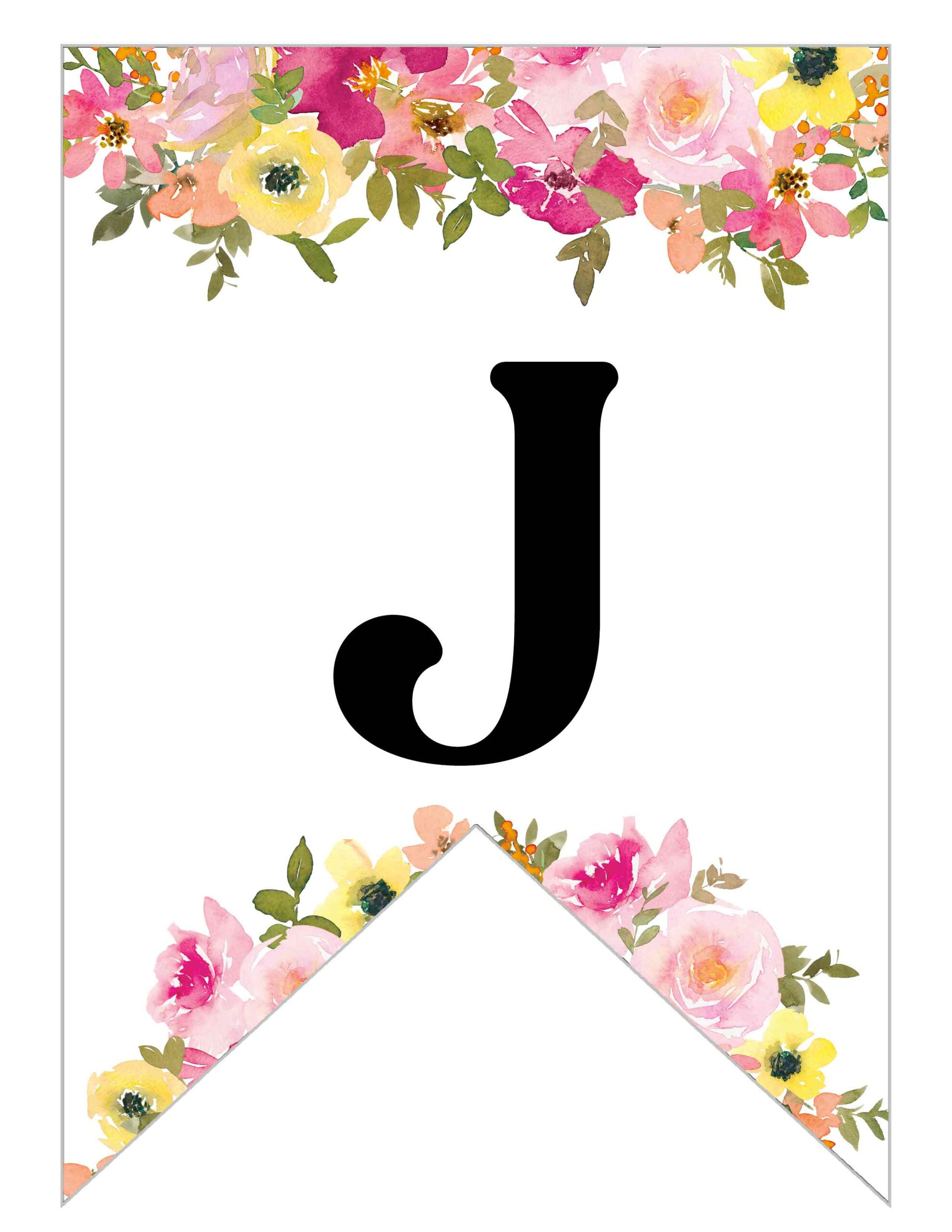 Free Printable Floral Alphabet Banner Letters - Lovely Planner for Printable Letters with Design
