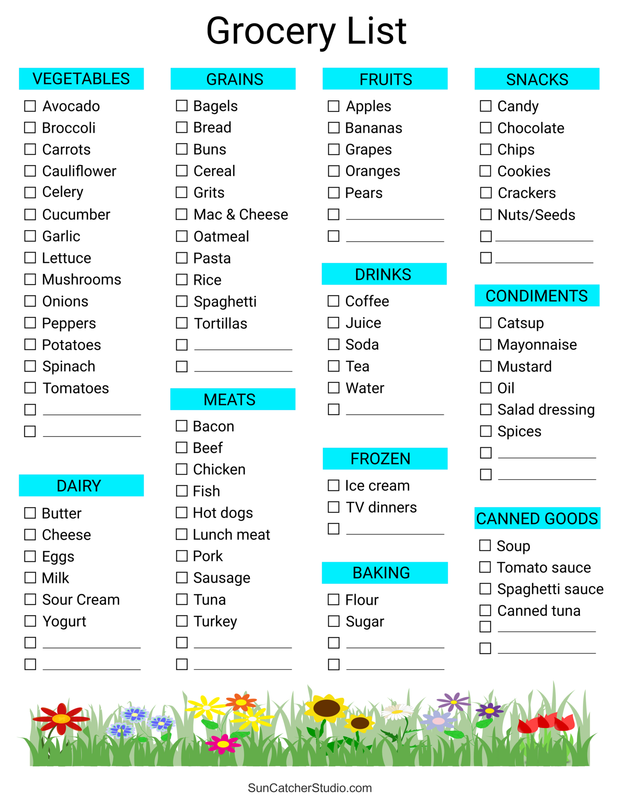 Free Printable Grocery List Templates (Pdf): Shopping Lists – Free inside Free Printable Grocery List By Category