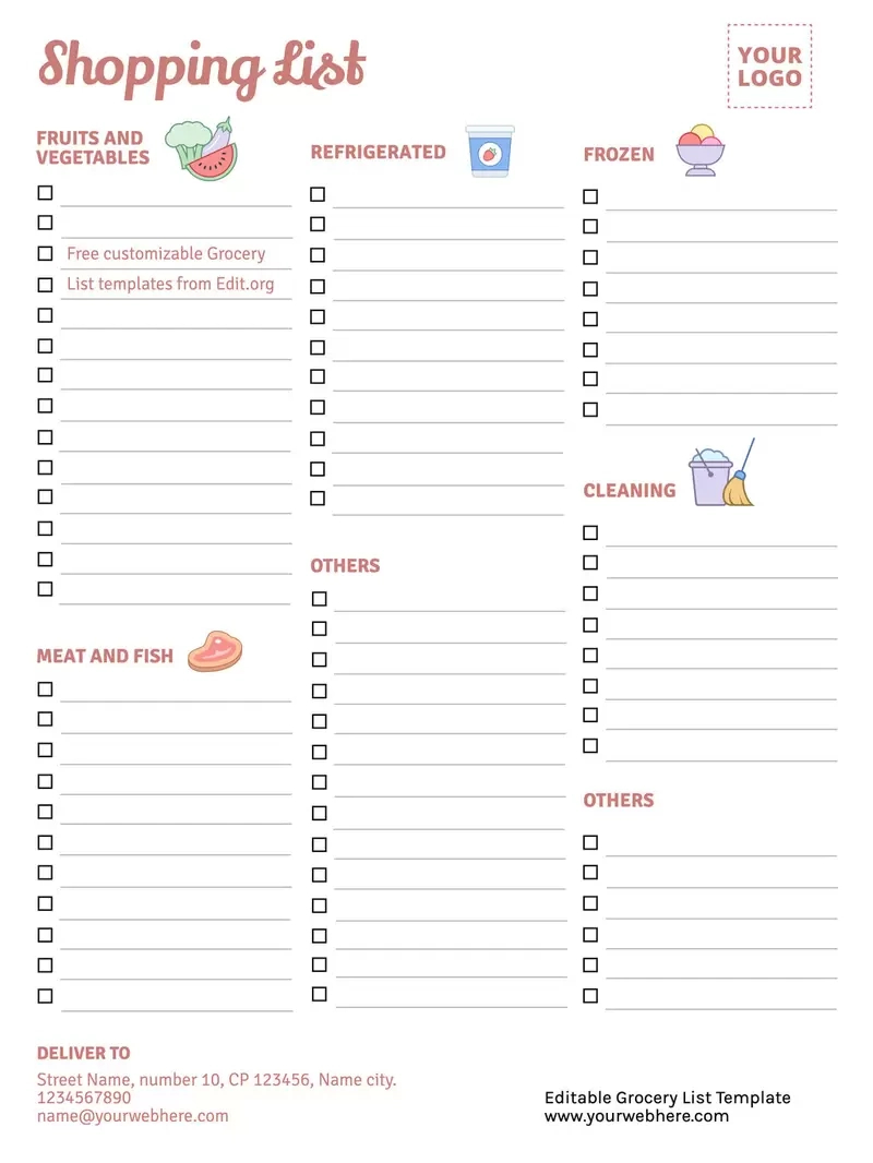 Free Printable Grocery List Templates throughout Free Printable Grocery List By Category