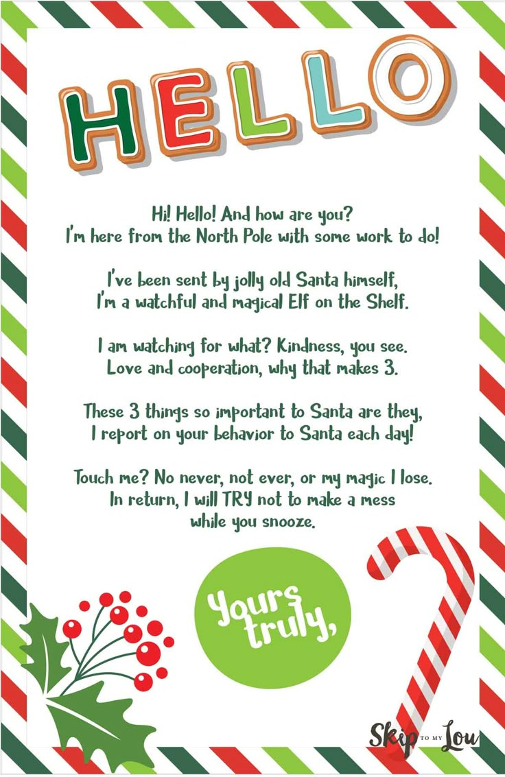 Free Printable Hello And Goodbye Elf Letters | Skip To My Lou intended for Elf On The Shelf Welcome Letter Free Printable