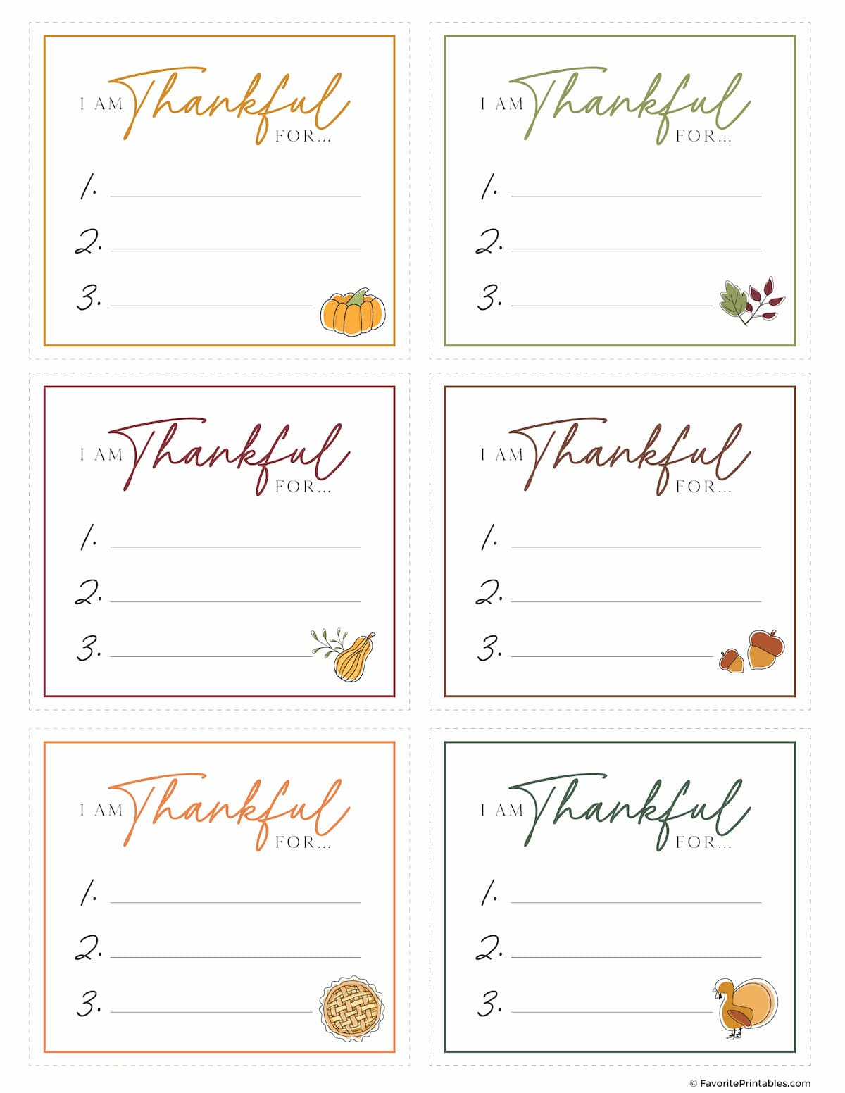 Free Printable I Am Thankful For Cards! - Favorite Printables for I Am Thankful For Printables