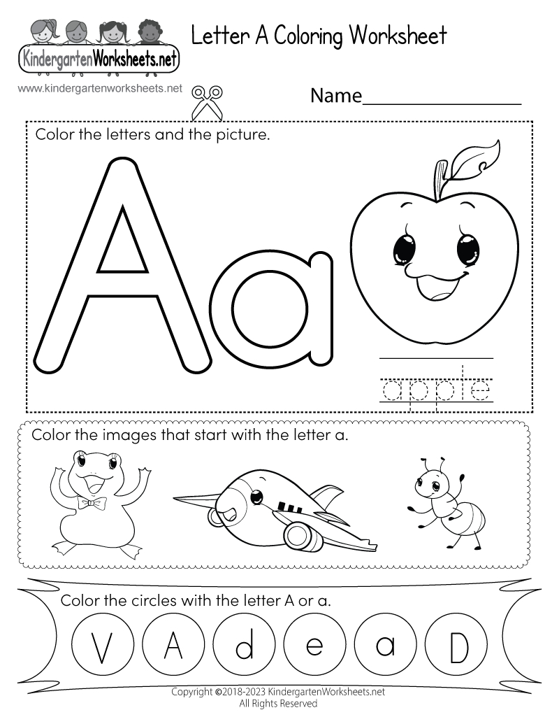 Free Printable Letter A Coloring Worksheet within Letter a Worksheets Free Printables