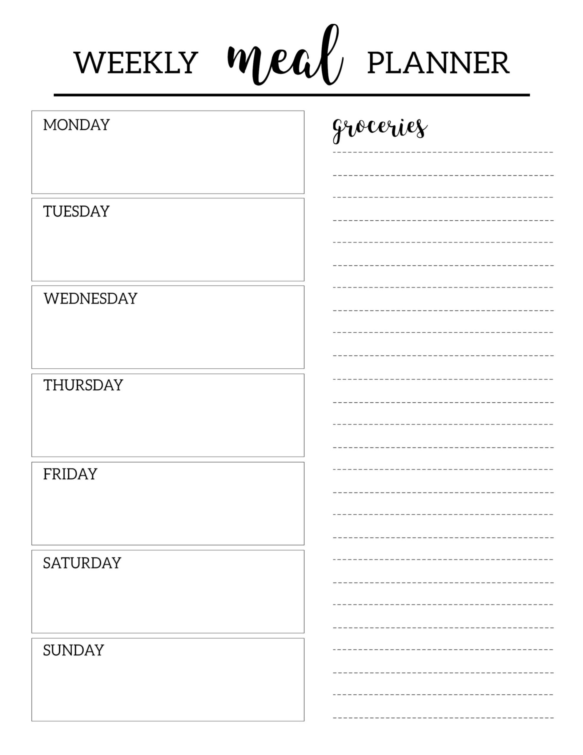 Free Printable Meal Planner Template - Paper Trail Design throughout Printable Weekly Meal Planner Template