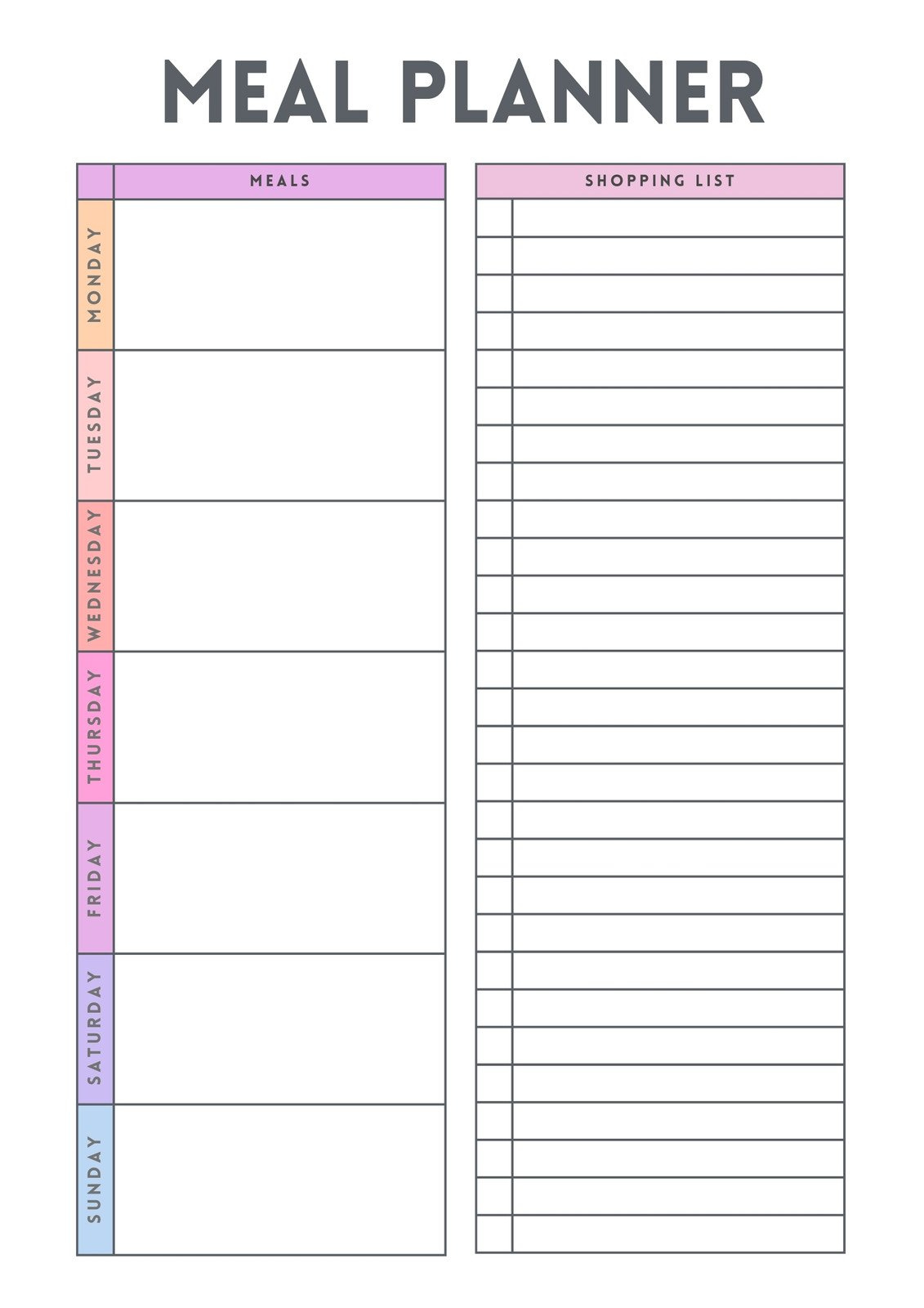 Free Printable Meal Planner Templates To Edit Online | Canva with regard to Printable Weekly Meal Planner Template