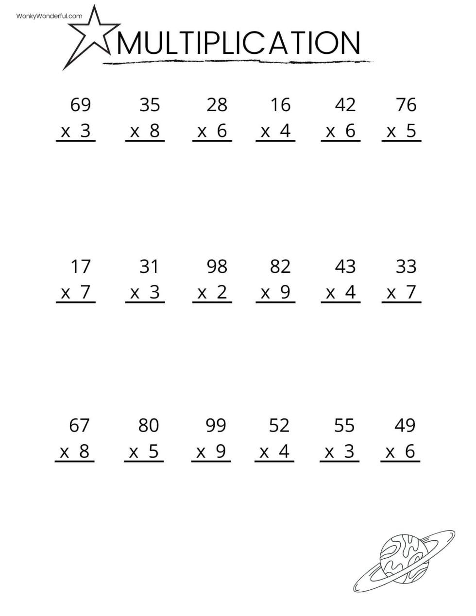 Free Printable Multiplication Worksheets + Wonkywonderful throughout Free Printable Worksheets For Math