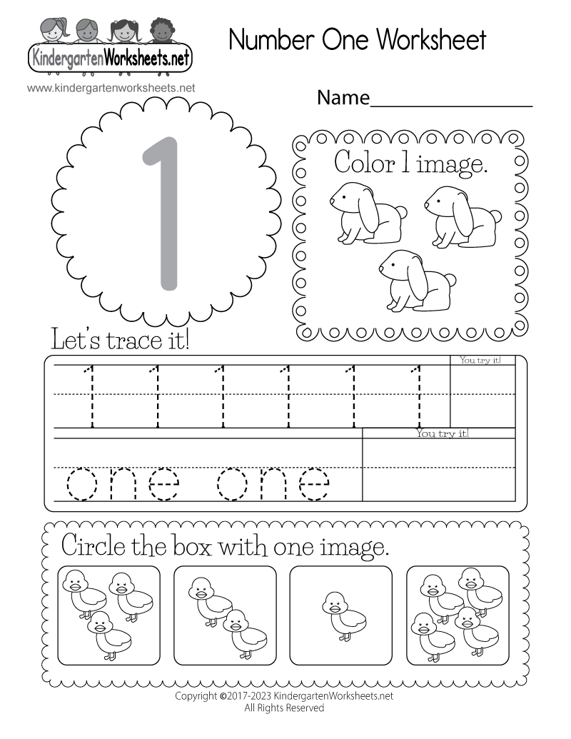Free Printable Number One Worksheet throughout Free Printable Number 1 Worksheets For Preschool