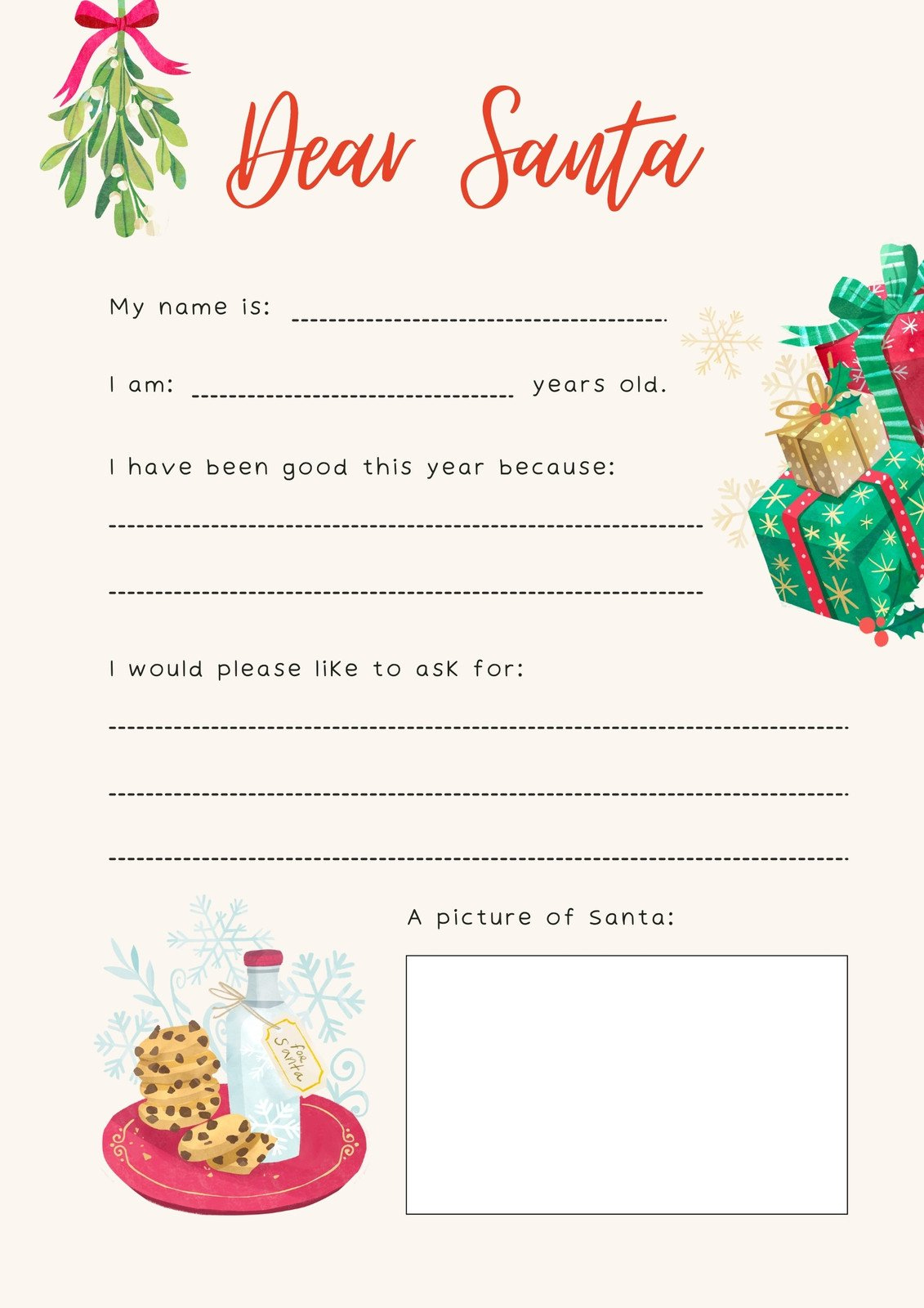 Free Printable Santa Letter Templates You Can Customize | Canva in Free Santa Letter Template Printable