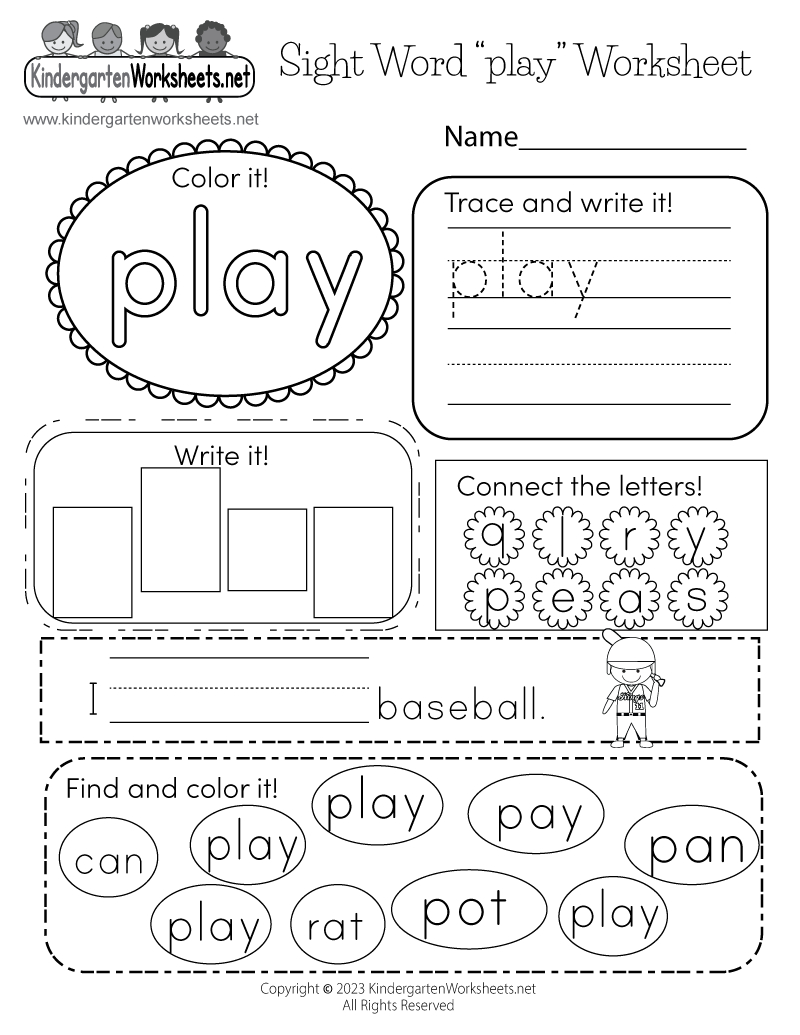 Free Printable Sight Words For Kindergarten - Printable Party Favors throughout Free Printable Kindergarten Sight Word Worksheets