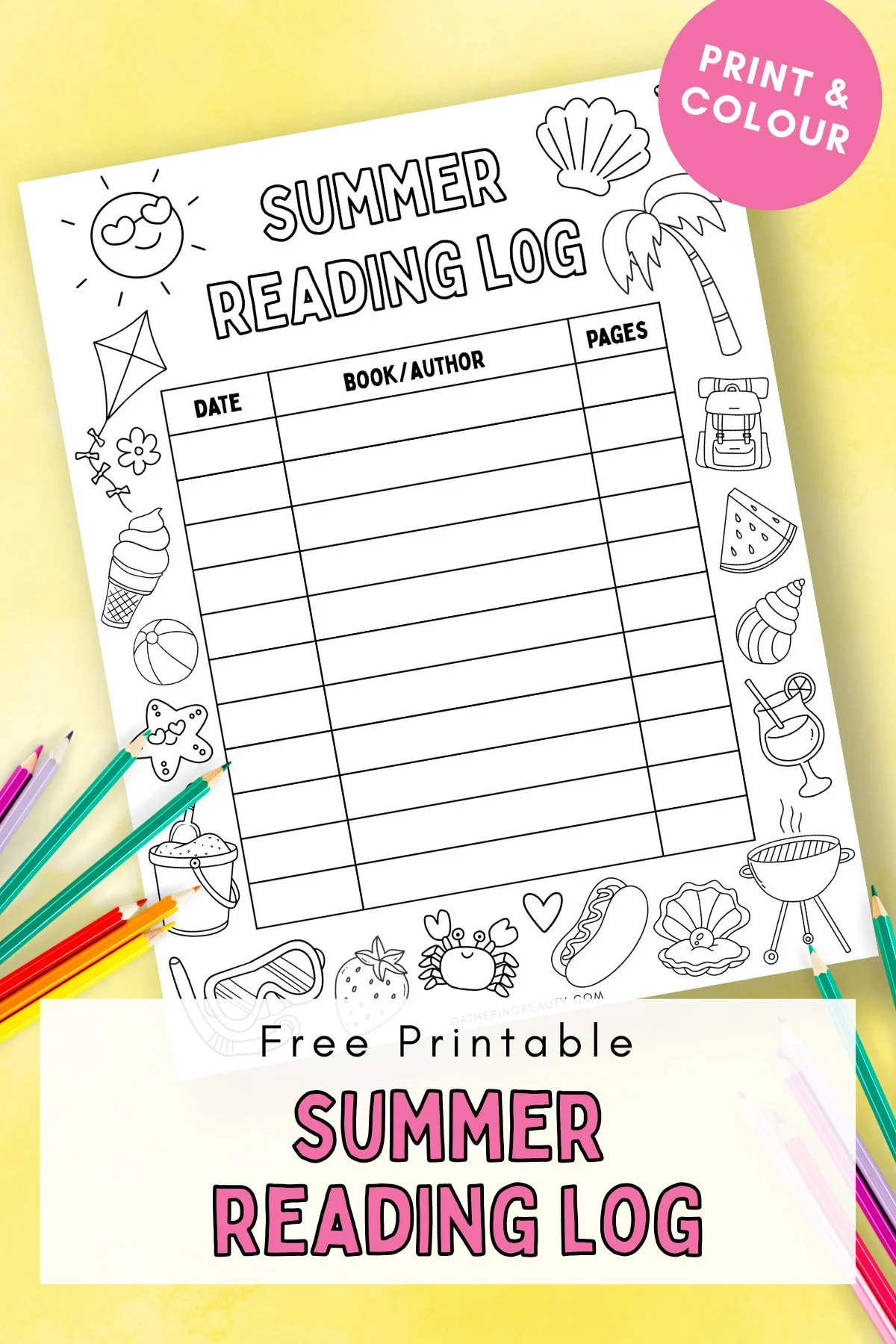 Free Printable Summer Reading Log — Gathering Beauty with regard to Free Printable Summer Reading Log