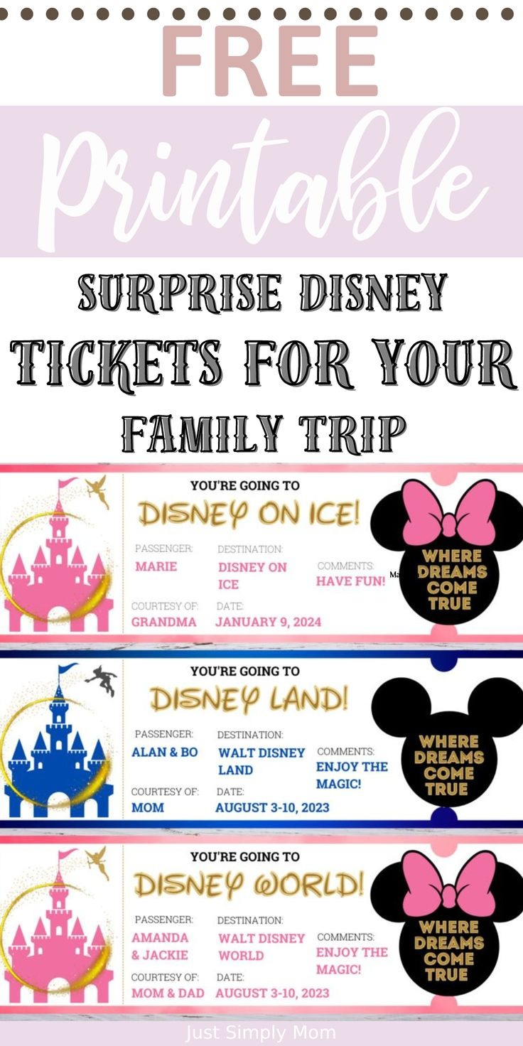 Free Printable Surprise Disney Tickets inside Free Printable Surprise Disney Tickets