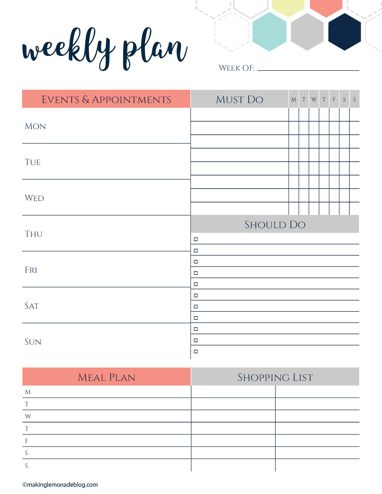 Free Printable Weekly Planner pertaining to Weekly Planner Printable Free