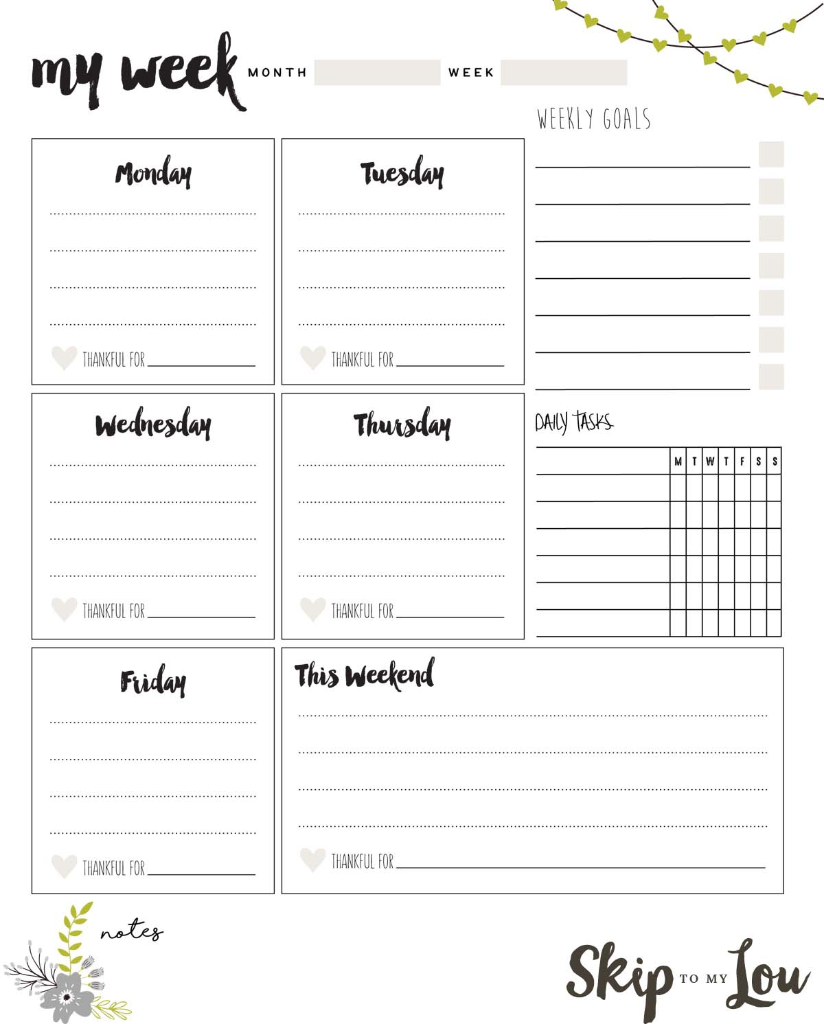 Free Printable Weekly Planner | Skip To My Lou regarding Weekly Planner Printable Free
