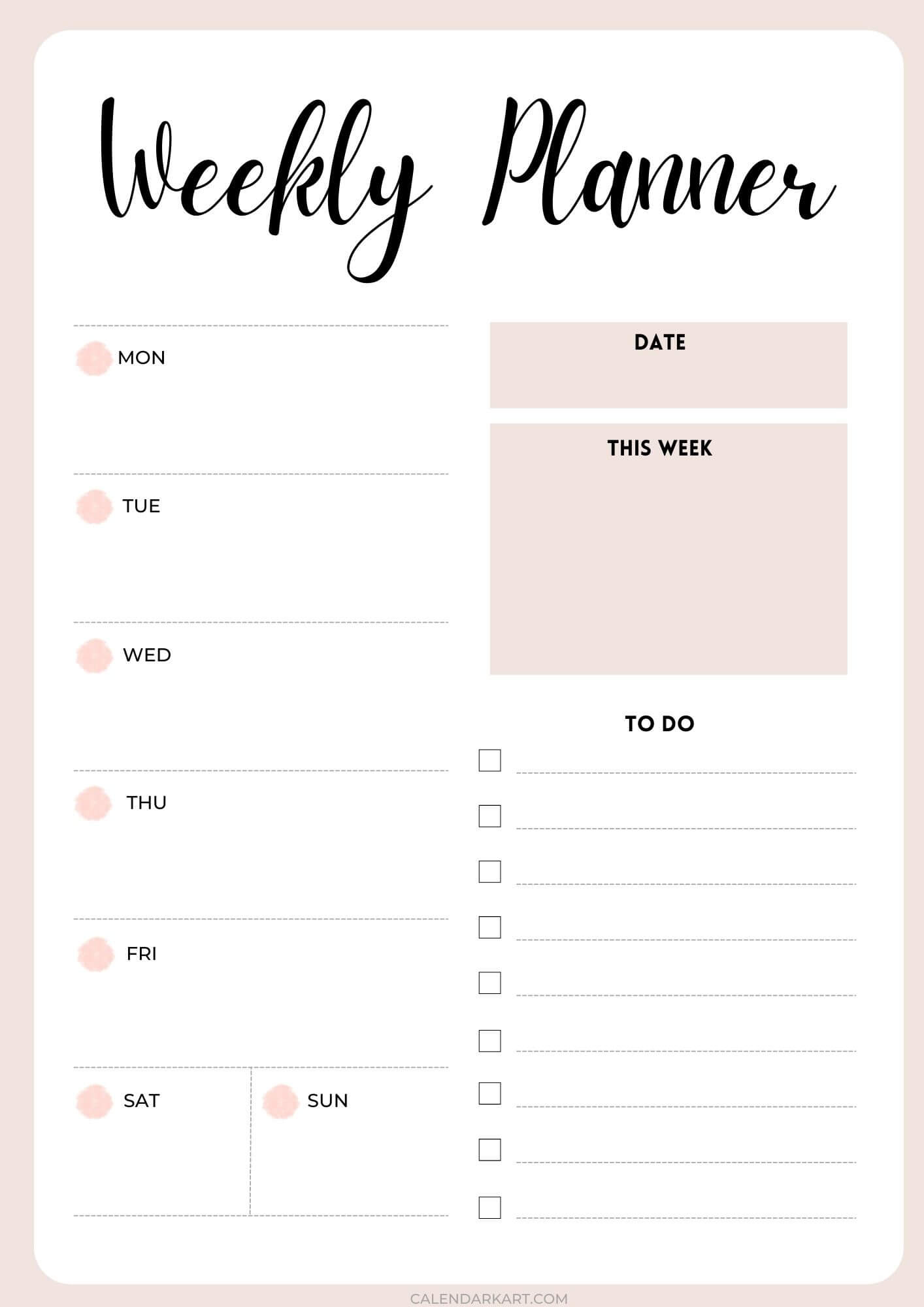 Free Printable Weekly Planner Templates - Calendarkart inside Weekly Planner Printable Free