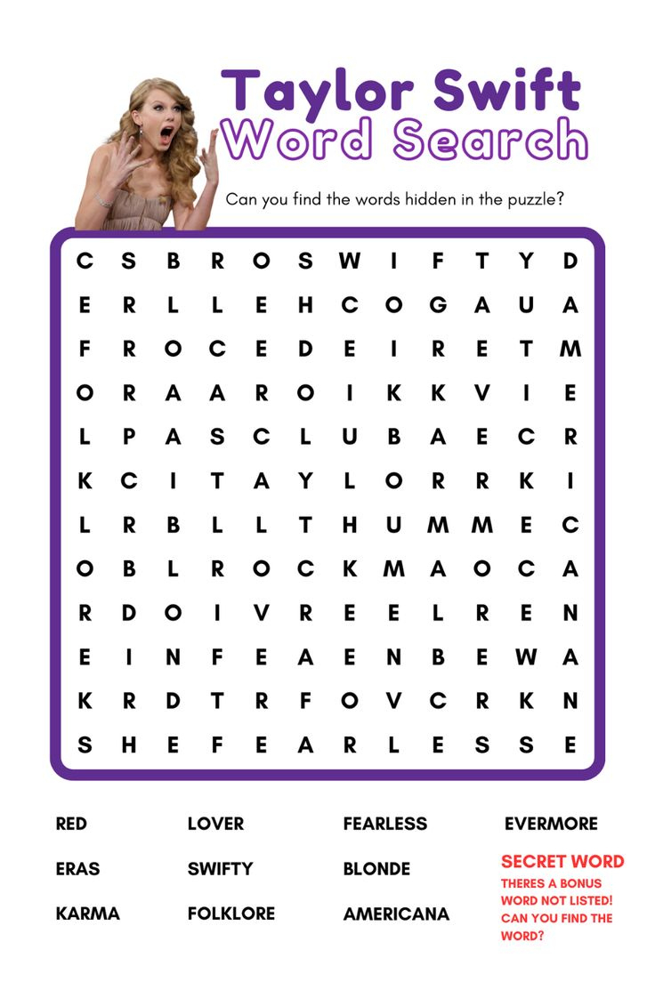 Free Taylor Swift Speak Now Games — Smartblend throughout Taylor Swift Word Search Printable