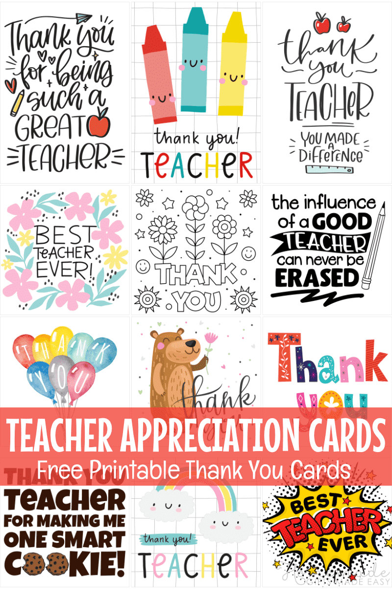 Free Teacher Appreciation Cards & Thank You Cards For Teachers 2025 with regard to Thank You Card For Teachers Printable