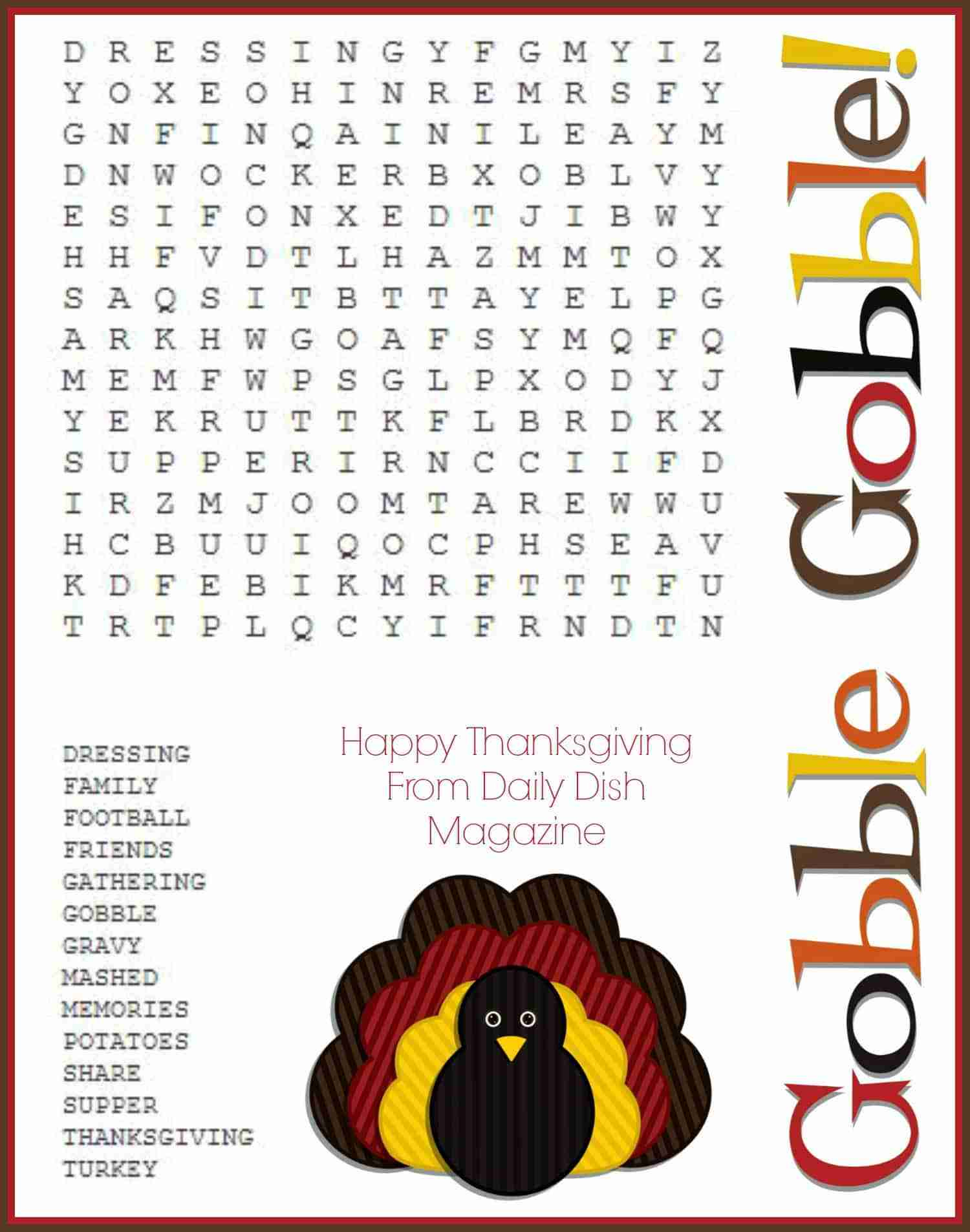 Free Thanksgiving Puzzles ~ Word Search And Maze Printable - Daily within Free Thanksgiving Word Search Printables
