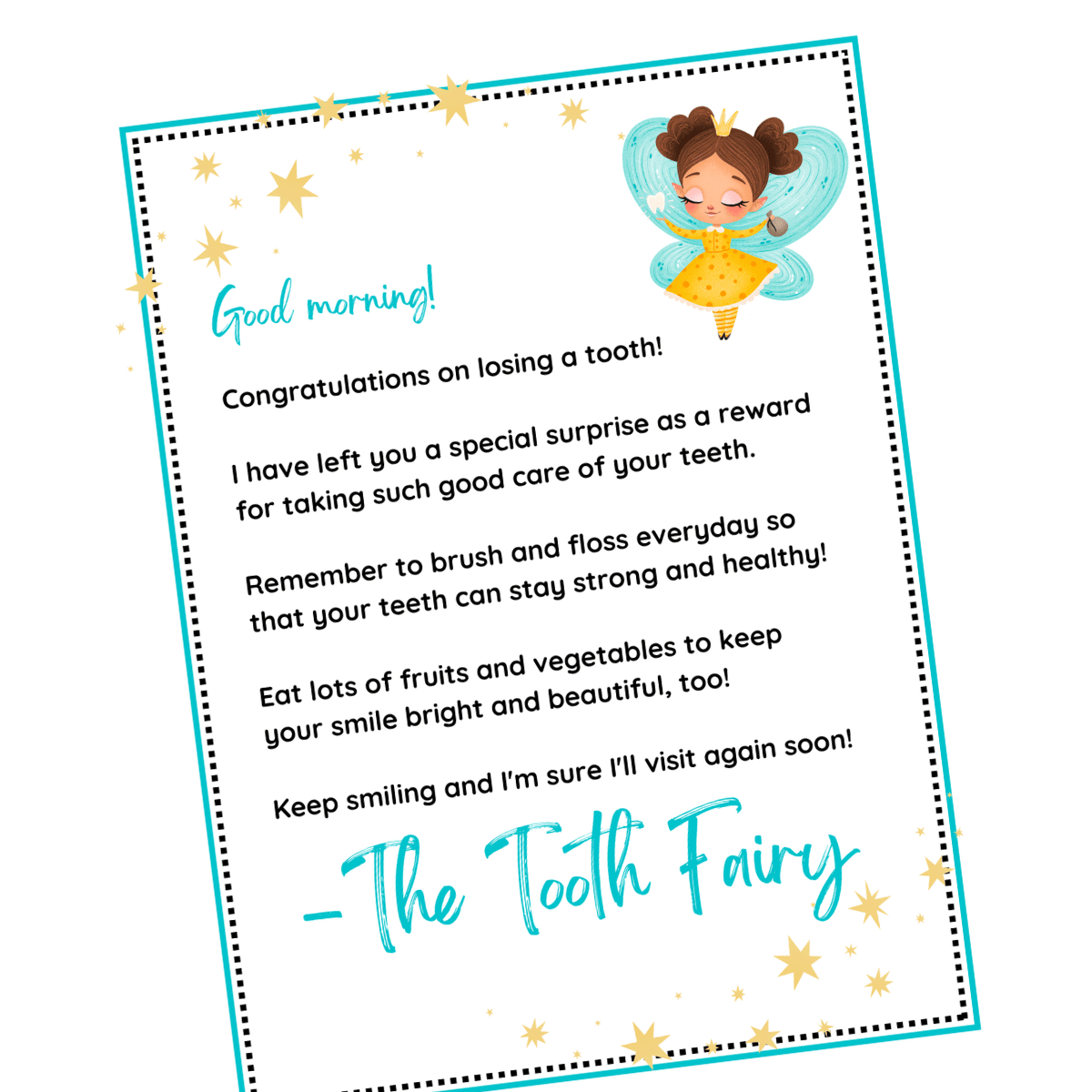 Free Tooth Fairy Letter Printable Your Kid Will Love with regard to Notes From the Tooth Fairy Printable