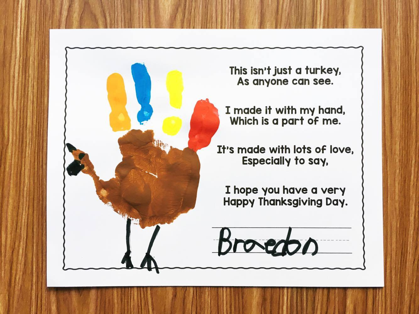 Free Turkey Handprint Poem - Simply Kinder inside Free Printable Turkey Handprint Poem Printable