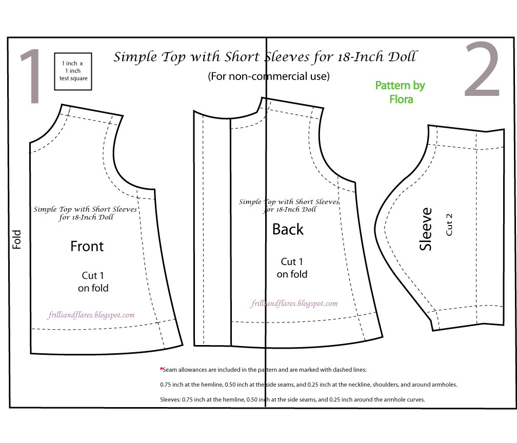 Frills And Flares: A Simple Top With Short Sleeves---Free Pdf intended for Downloadable Free Printable 18 Doll Clothes Patterns