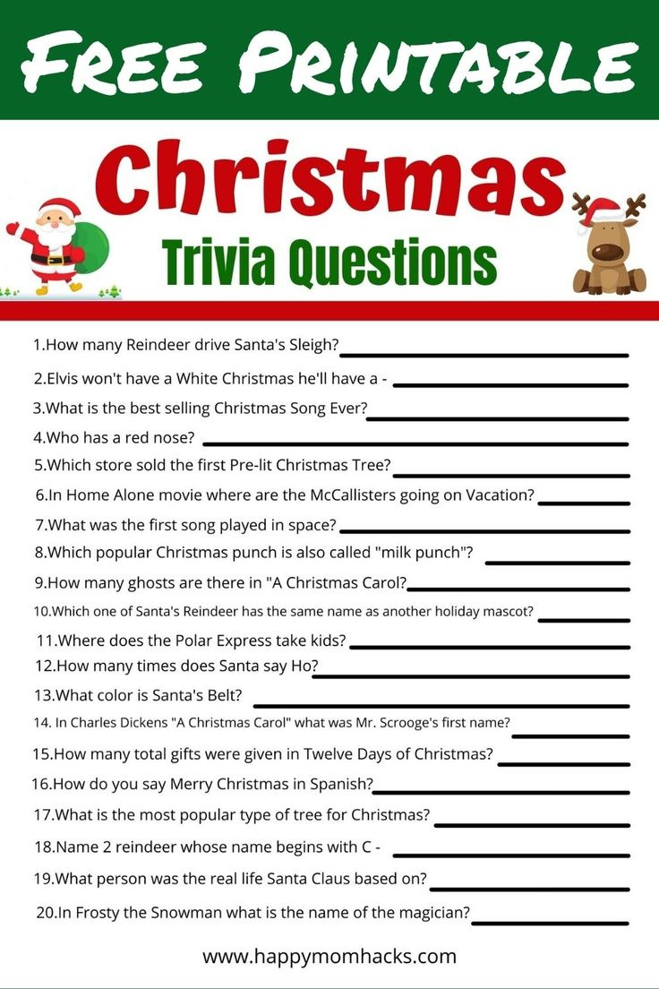 Fun Family Christmas Quiz Questions & Answers -Free Printable regarding Free Printable Christmas Games For Adults With Answers