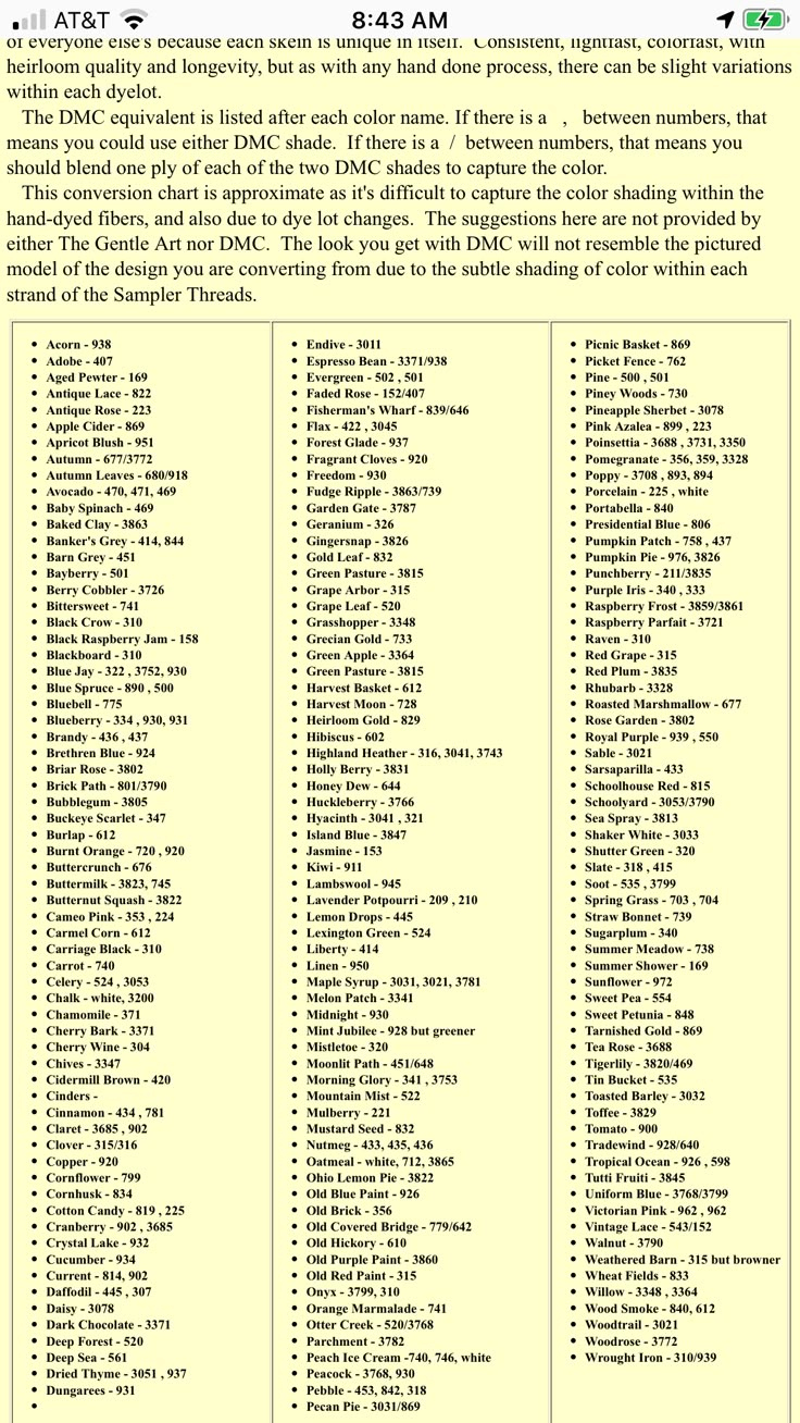 Gentle Arts Conversion To Dmc pertaining to Classic Colorworks Conversion To Dmc Thread Chart Free Printable
