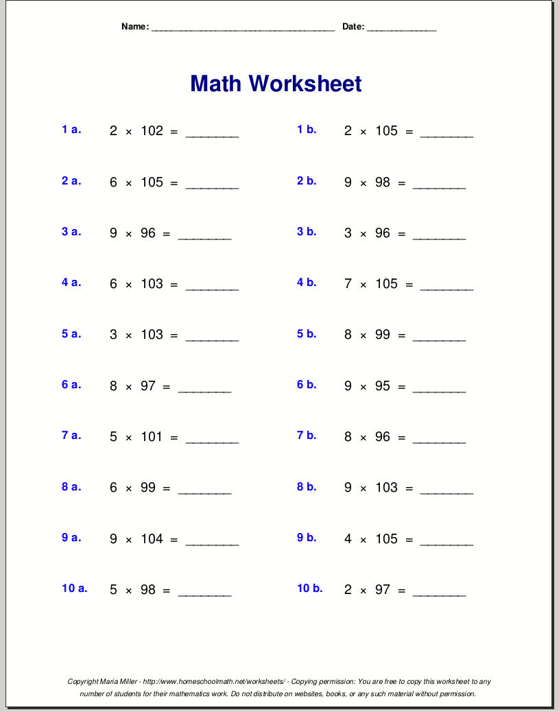 Grade 4 Multiplication Worksheets within Math Worksheets For 4Th Graders Free Printables