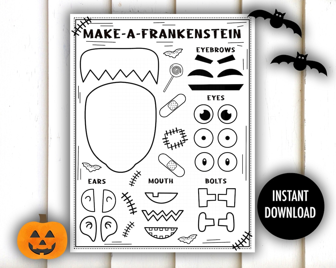 Halloween Craft Printable - Make A Frankenstein, Cut And Color, Cut And Paste, Activity, Kids Halloween Crafts, Coloring Craft, School - Etsy.de within Halloween Crafts For Preschoolers Printable
