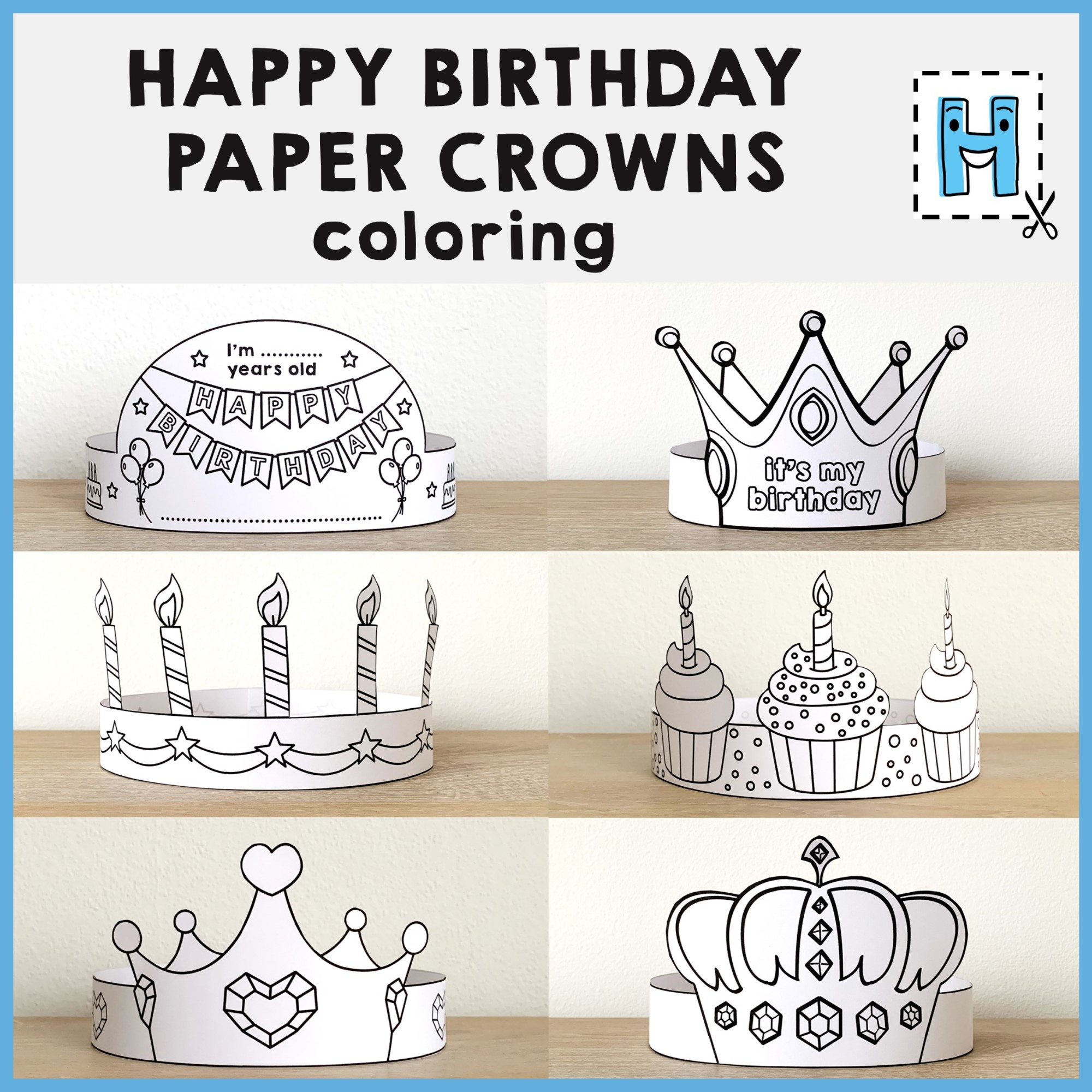 Happy Birthday Paper Crowns Headbands Hats Printable Coloring with Free Printable Happy Birthday Crown Printable