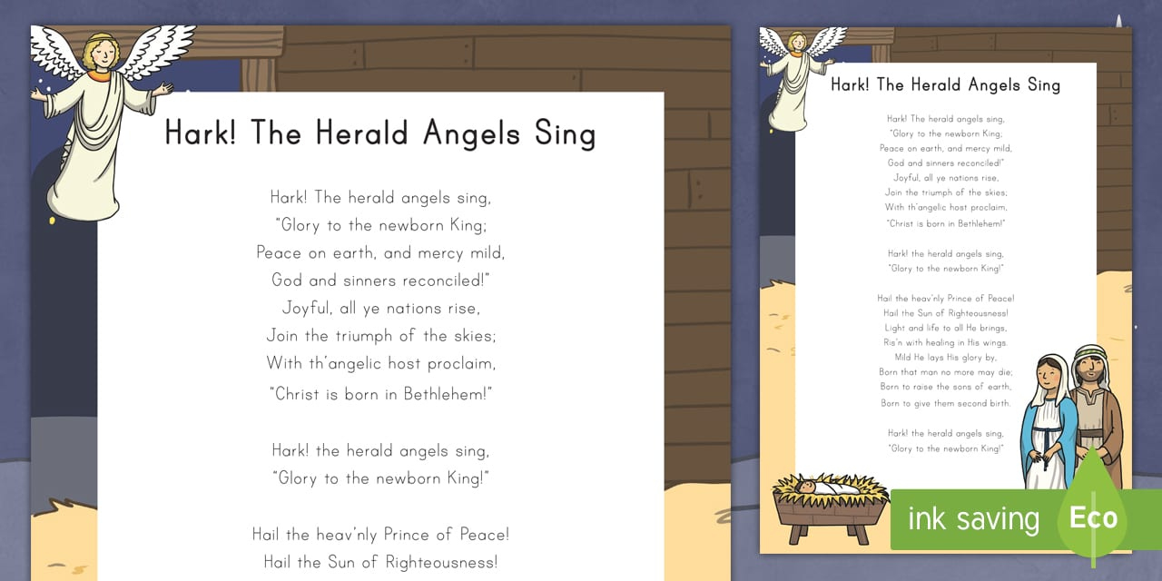 Hark! The Herald Angels Sing Christmas Carol | Twinkl inside Words To Hark The Herald Angels Sing Printable