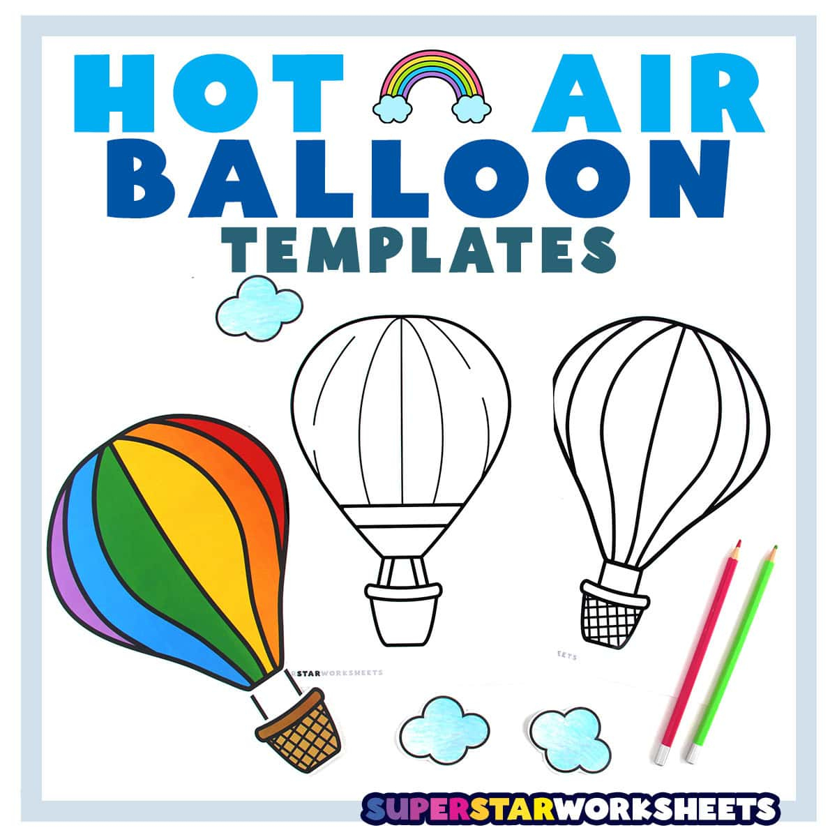 Hot Air Balloon Template (Free Printables) - Superstar Worksheets for Hot Air Balloon Template Printable