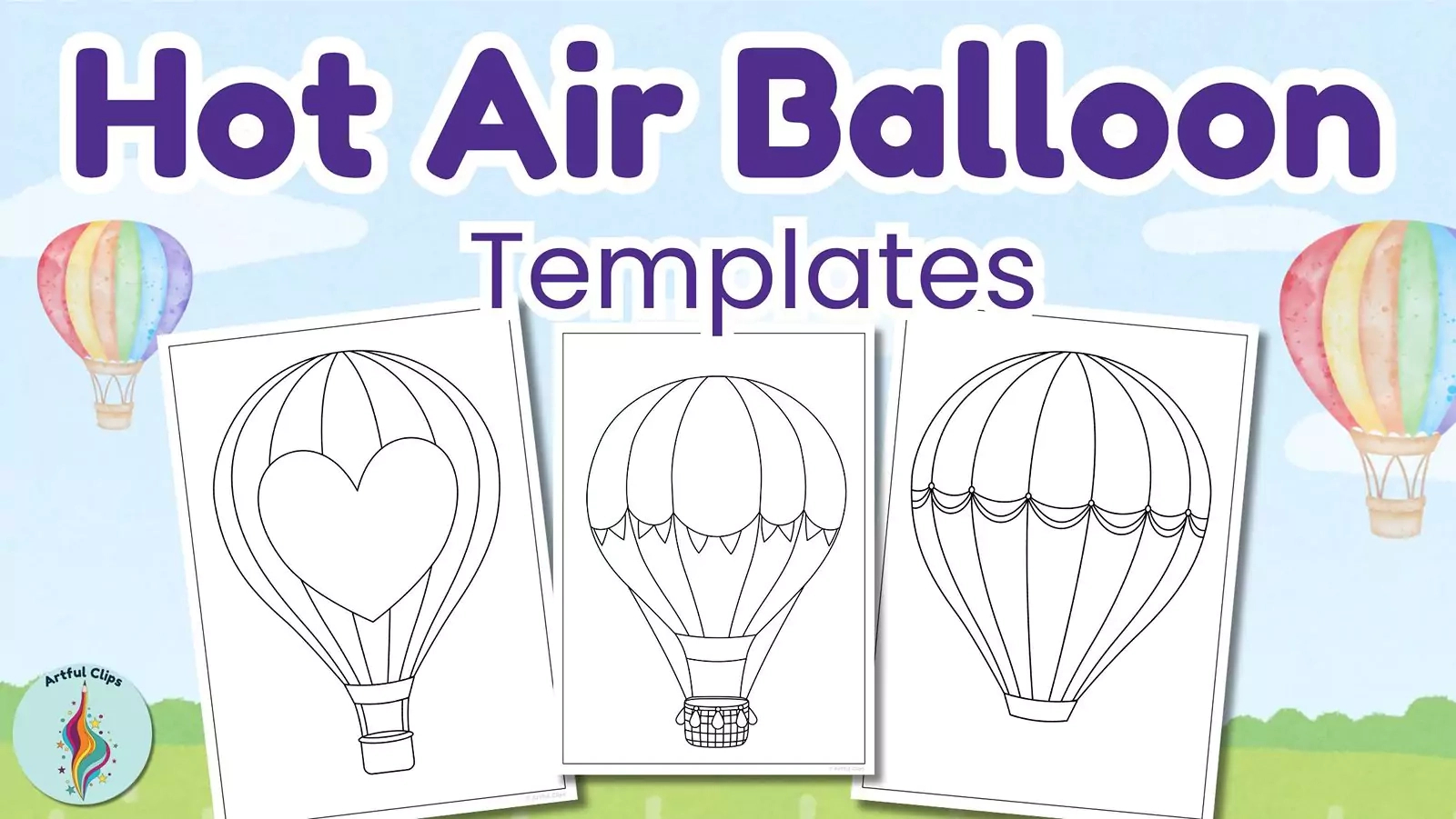 Hot Air Balloon Template Set - Free, Printable Outlines intended for Hot Air Balloon Template Printable