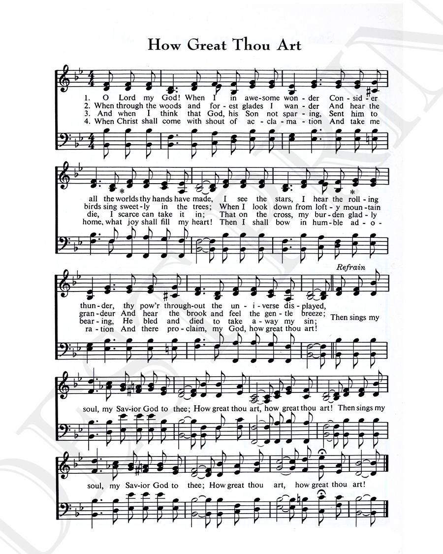 How Great Thou Art Hymn Lyrics - Sheet Music Art - Hymn Art for How Great Thou Art Printable Lyrics