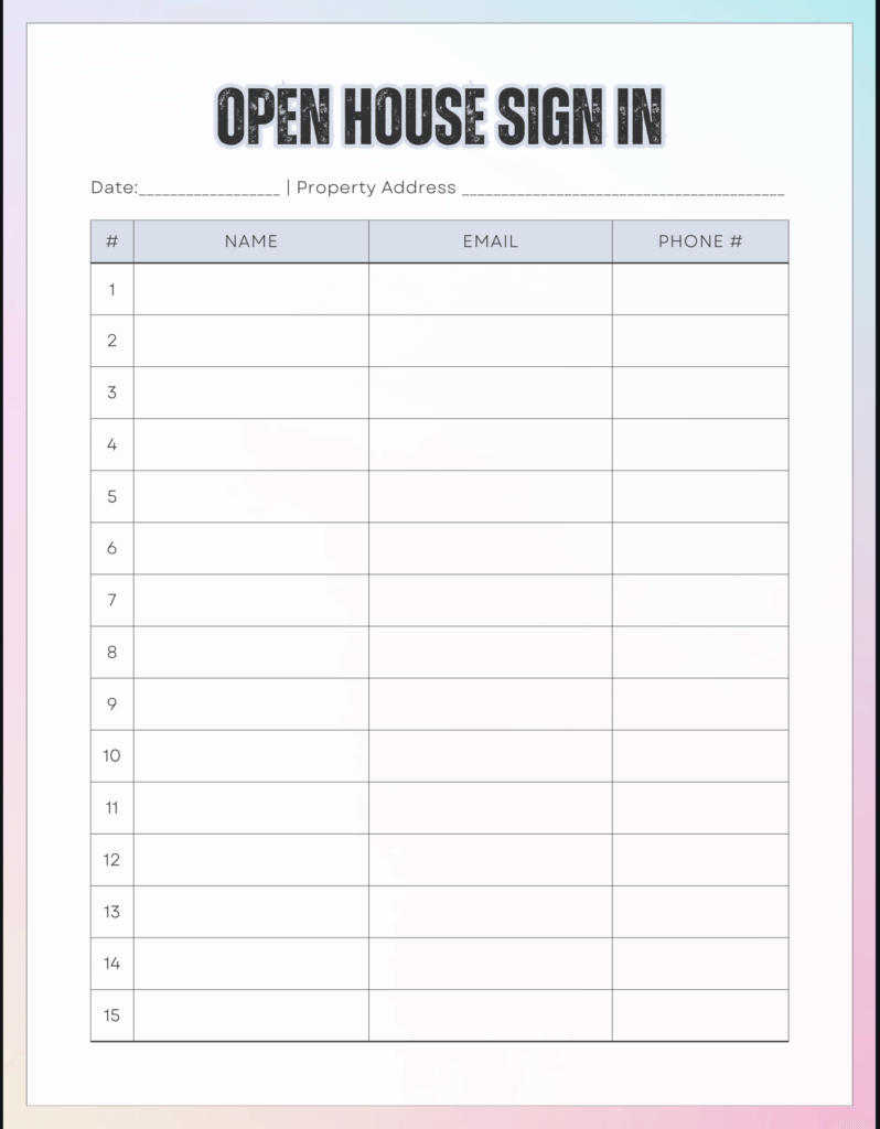 How To Create An Effective Open House Sign-In Sheet | Market Leader inside Open House Sign In Sheet Printable