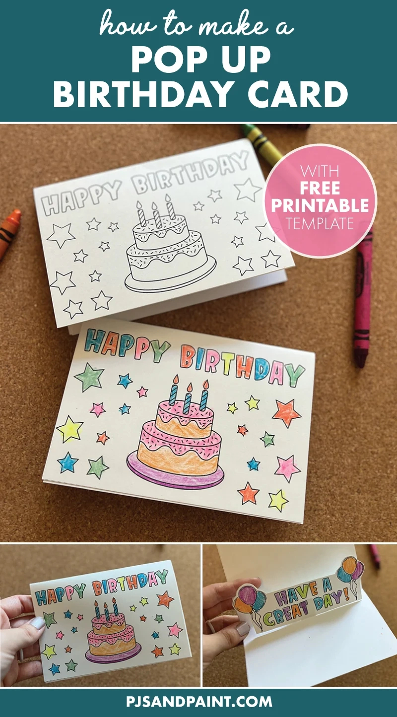 How To Make A Pop Up Birthday Card - Free Printable - Pjs And Paint within Make A Card Free Printable