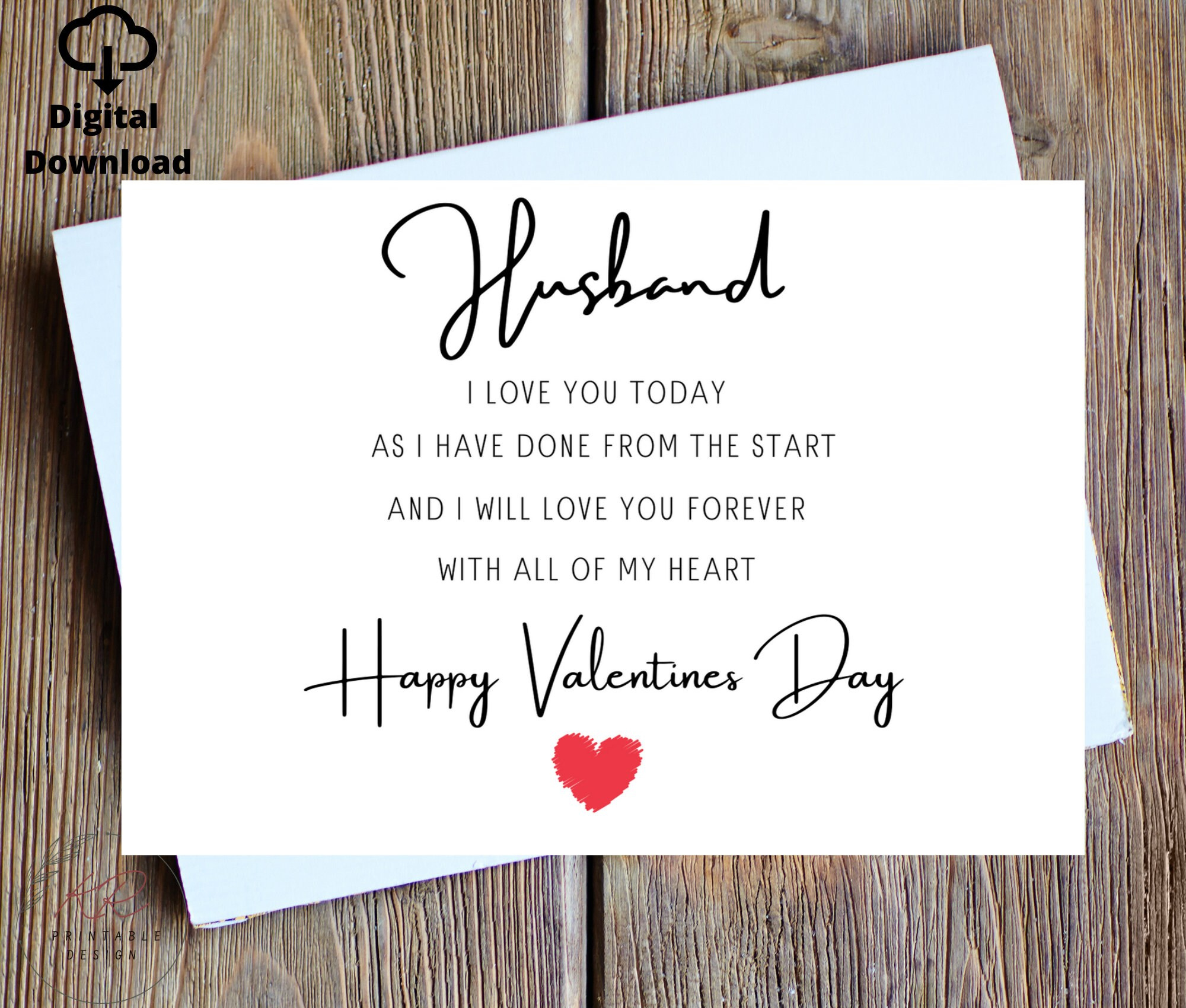 Husband Valentines Day Card With Verse/ Poem, St Valentines Day Card For Husband, Cute Valentines Day Card For Husband, Husband Valentines inside Printable Valentines Day Cards For Husband