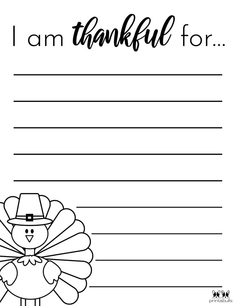 I Am Thankful For' Printables - 10 Unique Worksheets | Printabulls in I Am Thankful For Printable Free Download