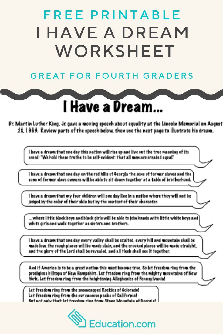 I Have A Dream… | Worksheet | Education regarding I Have A Dream Speech Text Printable