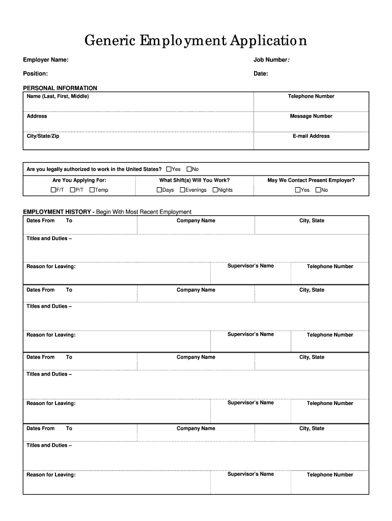 Id Dol Generic Employment Application Form - Fill Online with Job Application Template Free Printable