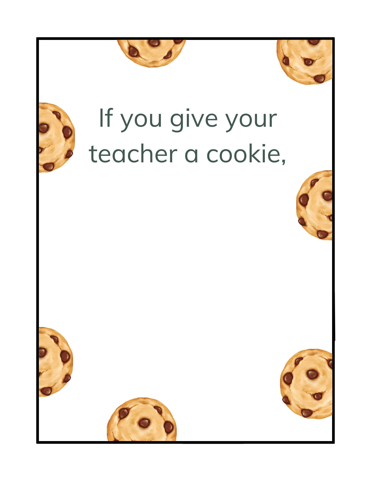 If You Give Your Teacher A Cookie - Etsy with regard to If You Give a Teacher a Cookie Template Printable