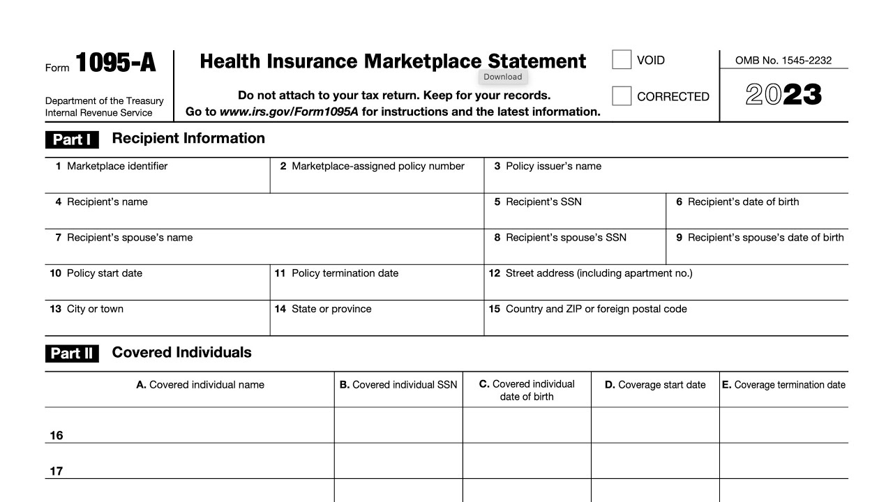 Irs Form 1095-A Walkthrough (Health Insurance Marketplace Statement) pertaining to Marketplace Insurance Form 1095 a Printable