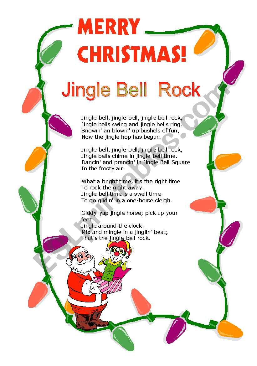 Jingle Bell Rock - Esl Worksheetcassy with regard to Lyrics For Jingle Bell Rock Printable