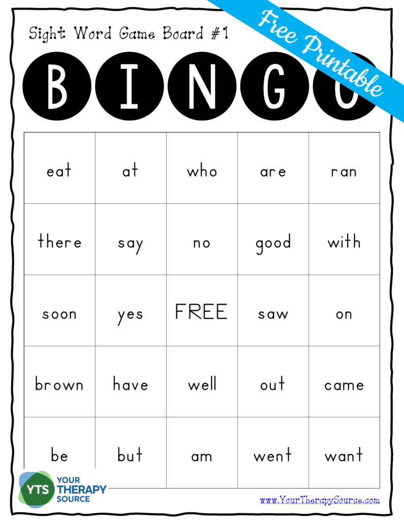 Kindergarten Sight Word Bingo - Your Therapy Source with Printable Sight Word Games For Kindergarten