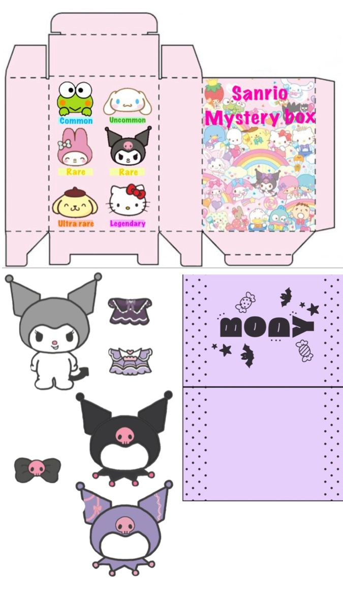 Kuromi Bling Bag 3D #Sanrio | Imprimibles Kitty, Animales Para intended for Printable Sanrio Blind Bag Template