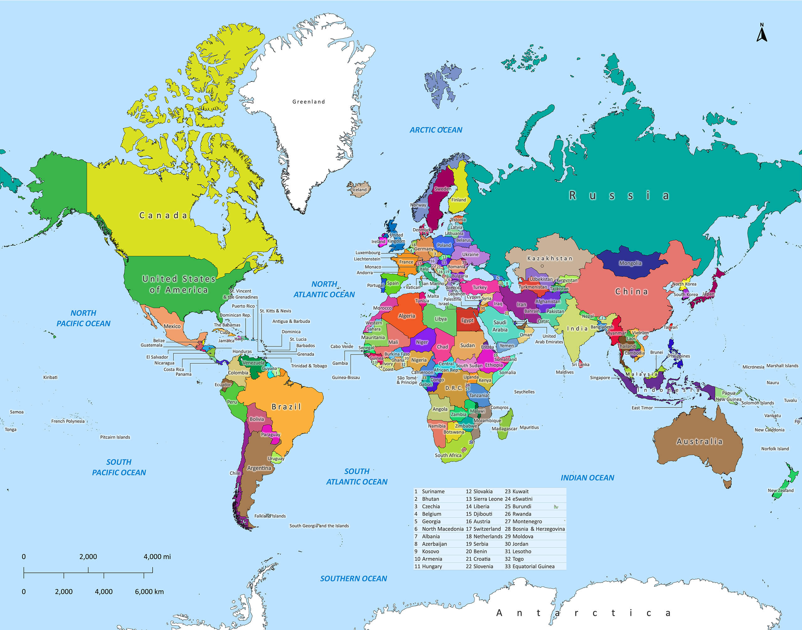 Labeled World Map | Labeled Maps within World Map With Countries Printable Free