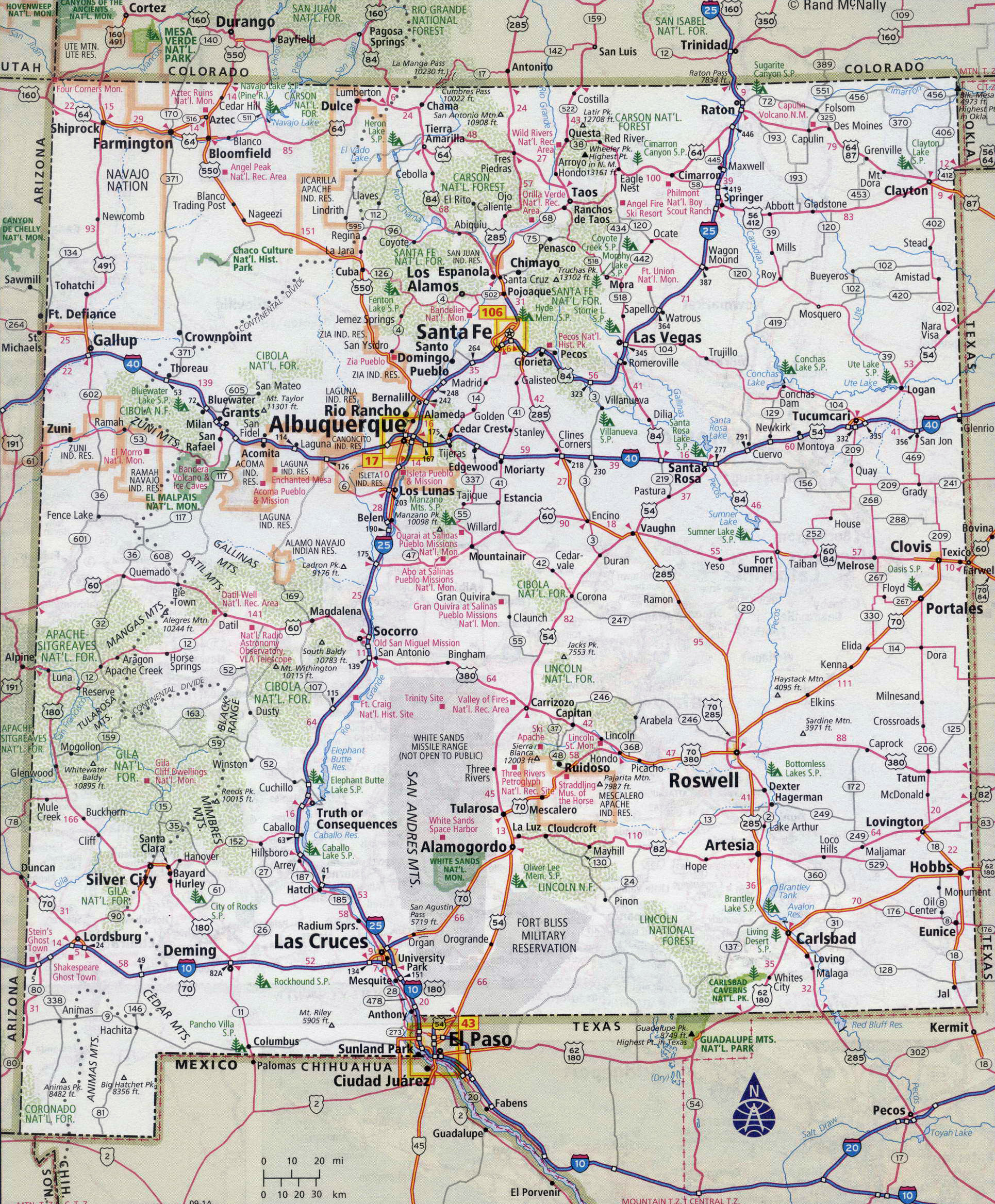 Large Detailed Roads And Highways Map Of New Mexico State With pertaining to Printable Map Of New Mexico