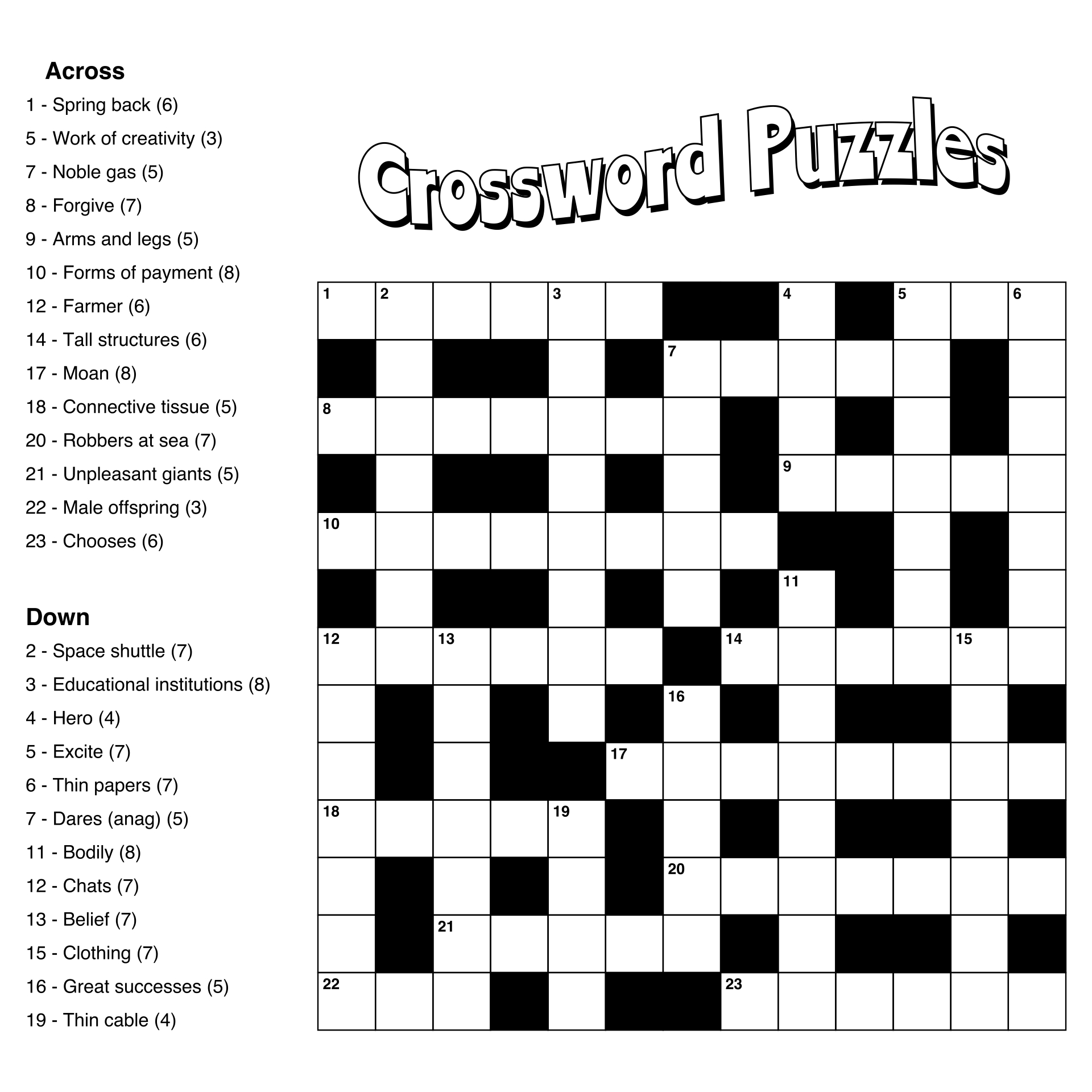 Large Print Easy Crossword Puzzles - 10 Free Pdf Printables regarding Crossword Puzzles For Adults Free Printables