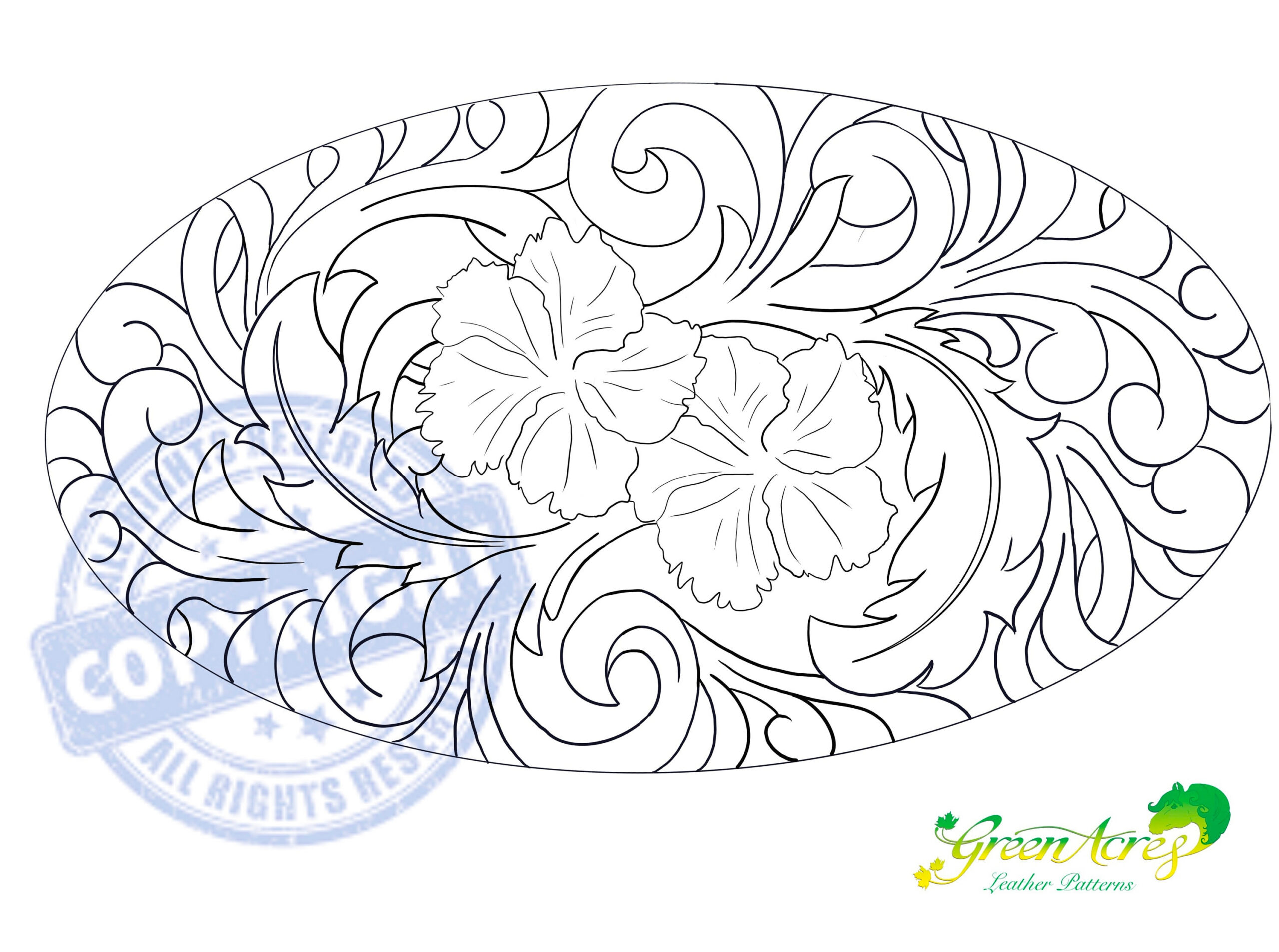 Leather Tooling Floral Pattern - Etsy pertaining to Simple Printable Leather Tooling Patterns
