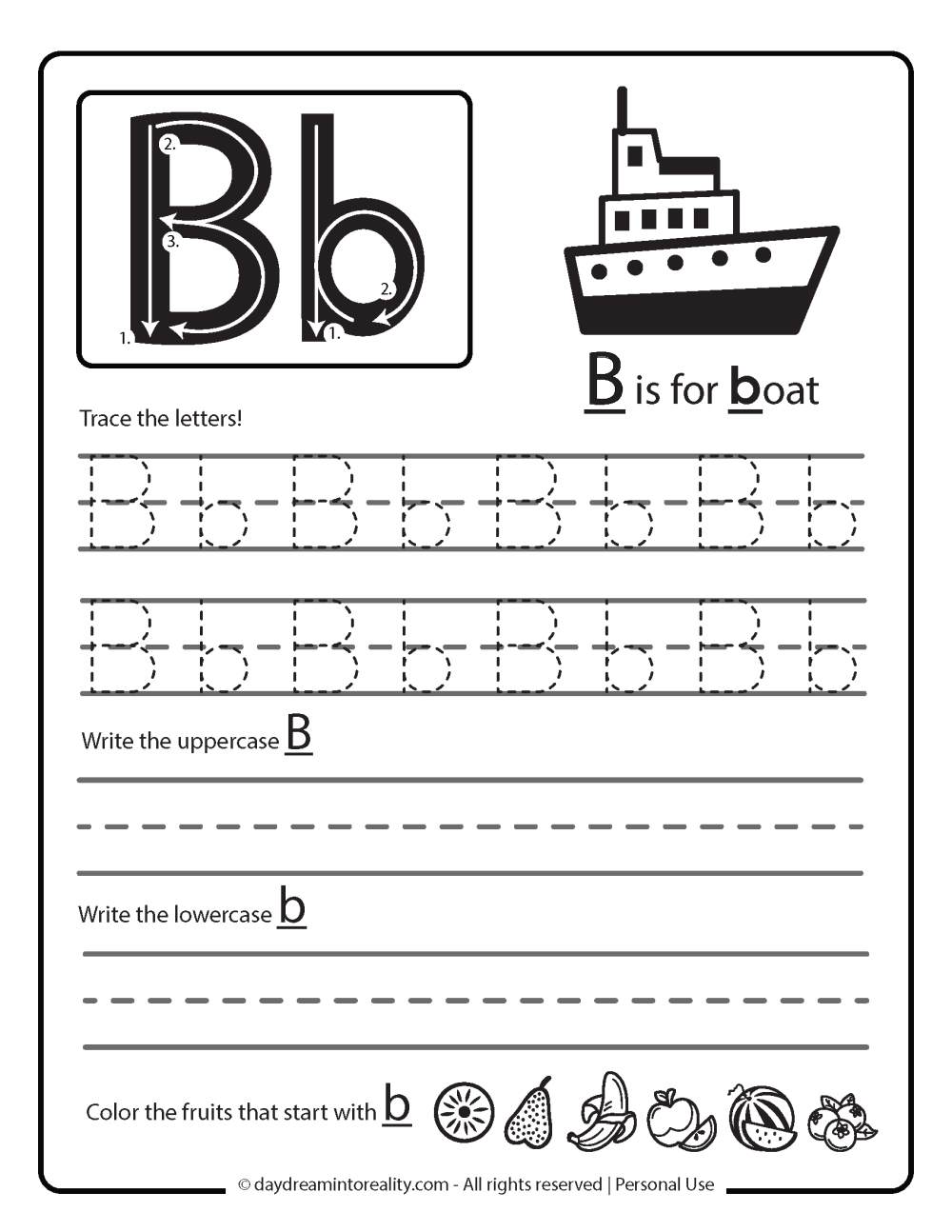 Letter B Worksheets - 55+ Free Pdf Printables ~ Daydream Into Reality for Letter B Worksheets Free Printables