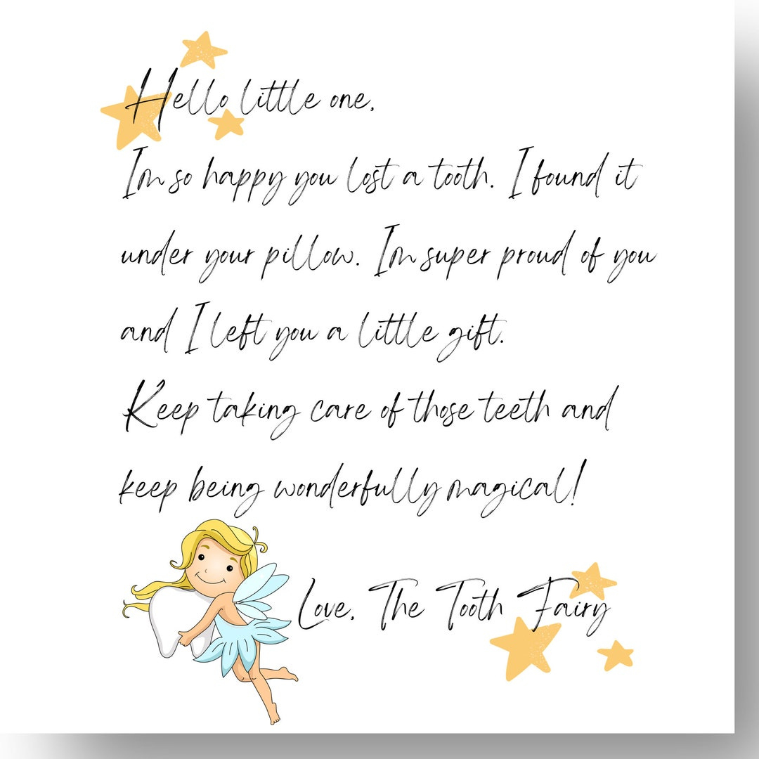 Letter From The Tooth Fairy, Printable - Etsy Uk with regard to Notes From the Tooth Fairy Printable