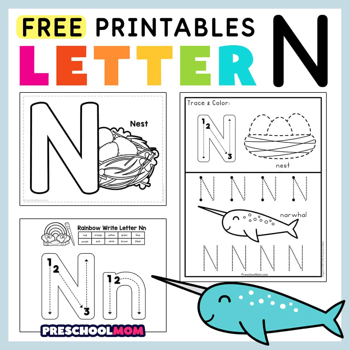 Letter N Preschool Printables - Preschool Mom with Letter N Free Printable Worksheets